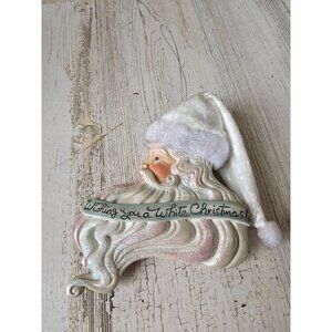 Glitter Santa hat ornament‎ porcelain sparkle White tree Xmas
